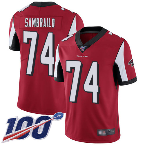Atlanta Falcons Limited Red Men Ty Sambrailo Home Jersey NFL Football #74 100th Season Vapor Untouchable